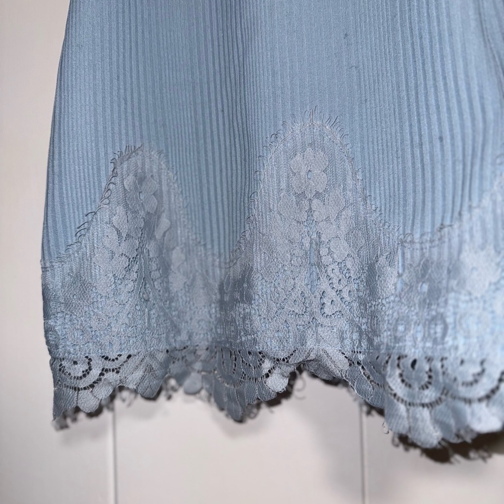 Light Blue Lace Trim Short Jumpsuit - Picture 7 of 10